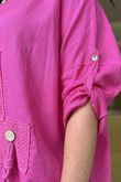 Linen Blend Quirky Top Flamingo
